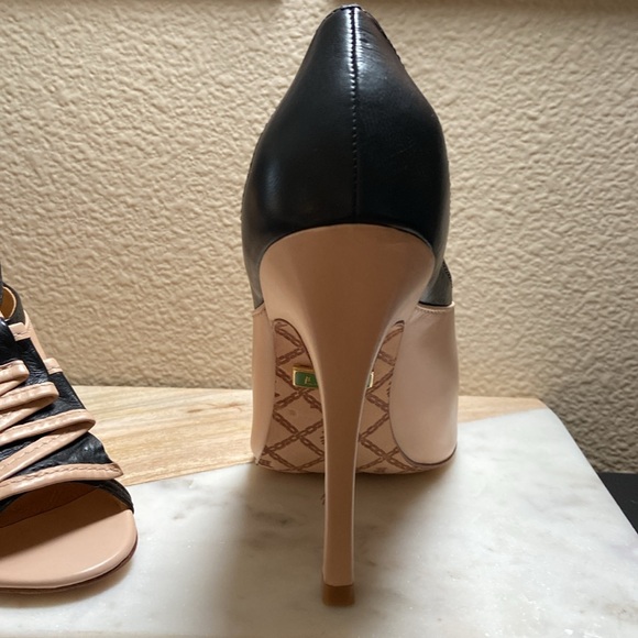 NIB L.A.M.B. Gwen Stefani Leather peep toe heels 10M Gorgeous! - Picture 7 of 16